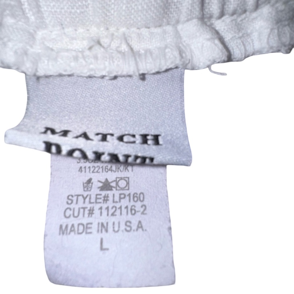 Match Point 100% Linen Pants L White Elastic Waist Made USA Coastal Nancy Meyers - Picture 5 of 6